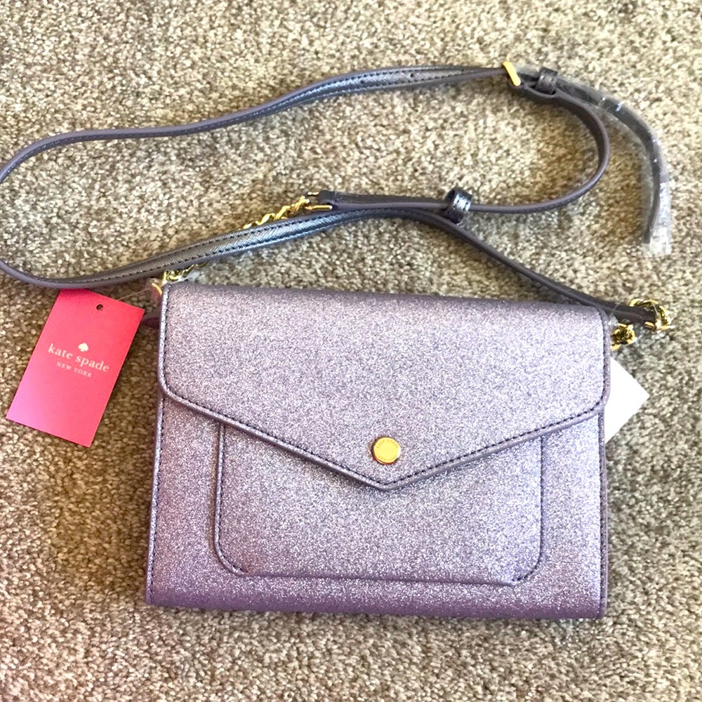 NWT Kate Spade Glitter Fabric Tinsel Flap Crossbody Bag